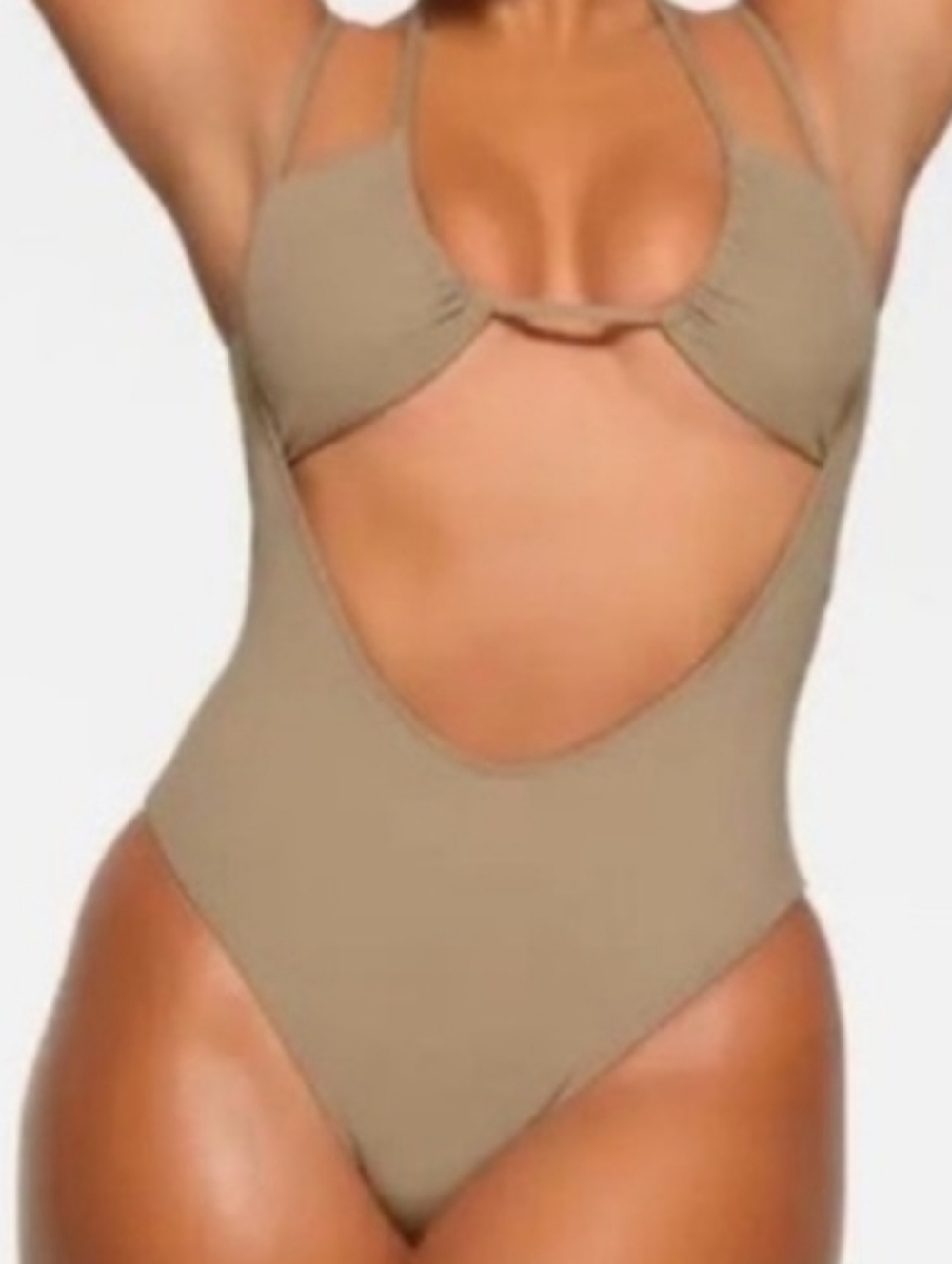 SKIMS Recycled Cut-Out One-Piece Swimsuit in Desert